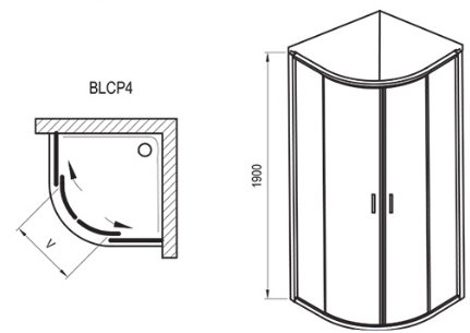 Душевая кабина Ravak BLCP 4-90 bright alu (Grape)