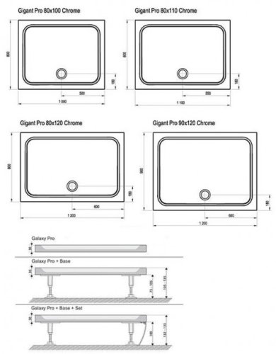 Поддон Ravak GIGANT 120x80 PRO Chrome белый