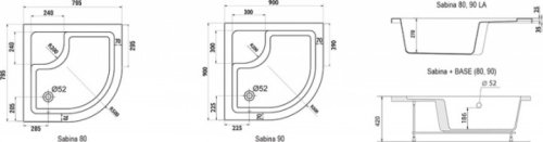 Поддон Ravak SABINA 80 LA