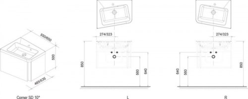 Тумба під умивальник Ravak SD 10 ° 650 R Темний горіх