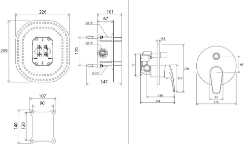 Смеситель скрытого монтажа Ravak Neo NO 065.00 X070045