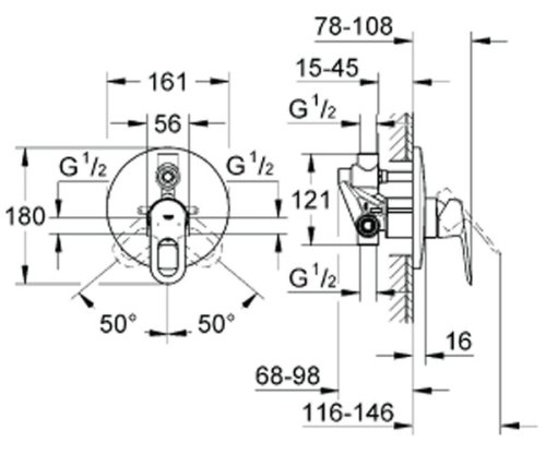 Смеситель скрытого монтажа GROHE BauLoop 29081000
