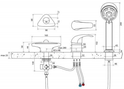 Смеситель для ванной Ravak Rosa RS 025.00 X07P003