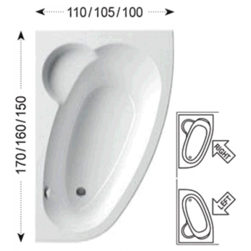 Ванна RAVAK Asymmetric 170x110 R