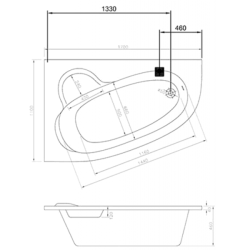 Ванна RAVAK Asymmetric 170x110 R