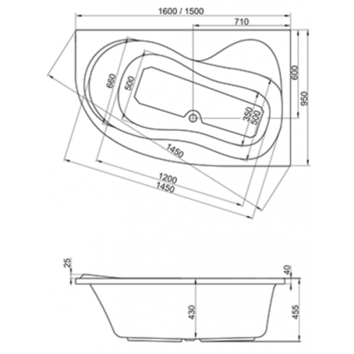 Ванна RAVAK ROSA 95 1,6x0,95 правая