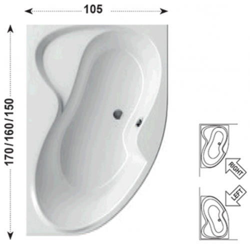 Ванна RAVAK ROSA II 1,5x1,05 левая