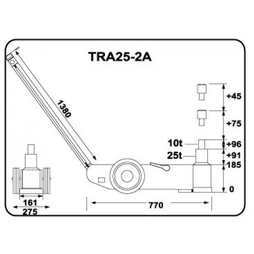 Домкрат подкатной Torin TRA25-2A 25т/10т