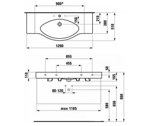 Умывальник LAUFEN Palace New H8117040001041