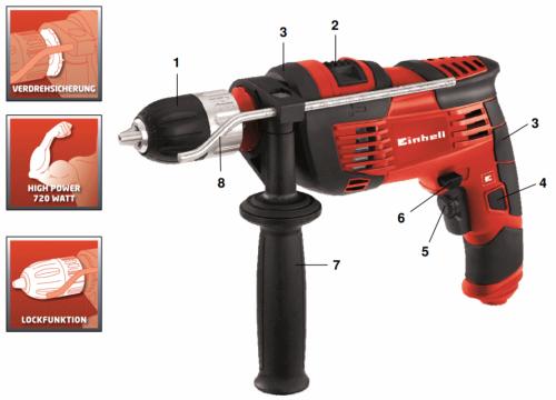 Дрель ударная Einhell TС-ID 720 E